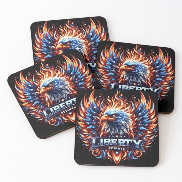 Item preview, Liberty Rebirth – Fiery Cyberpunk Eagle with American Accents Tee designed and sold by UmcommonGoods.