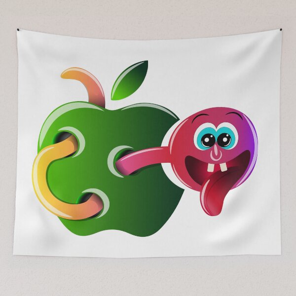 Item preview, Apple with Worms – Funny Fruit Cartoon designed and sold by MarcVan.
