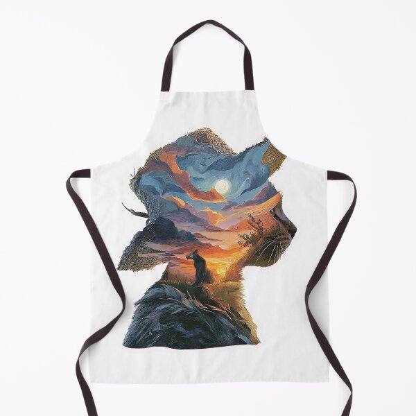Item preview, Dreamscape Cat Silhouette – Surreal Sunset and Moonlit Landscape designed and sold by Line Designs By Duck.