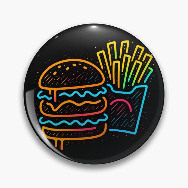 Item preview, burger and chips in neon paint designed and sold by optimusprime39.