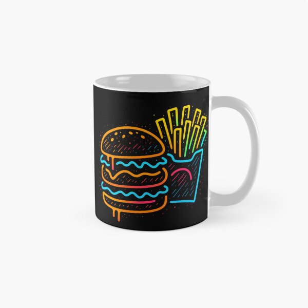 Item preview, burger and chips in neon paint designed and sold by optimusprime39.