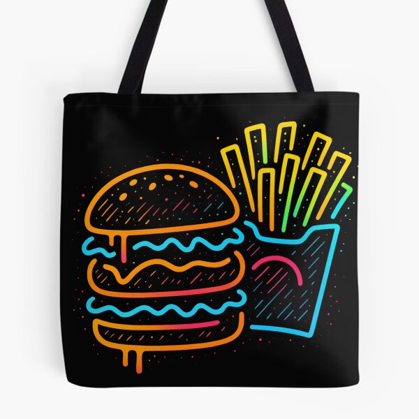 Item preview, burger and chips in neon paint designed and sold by optimusprime39.