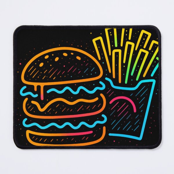 Item preview, burger and chips in neon paint designed and sold by optimusprime39.