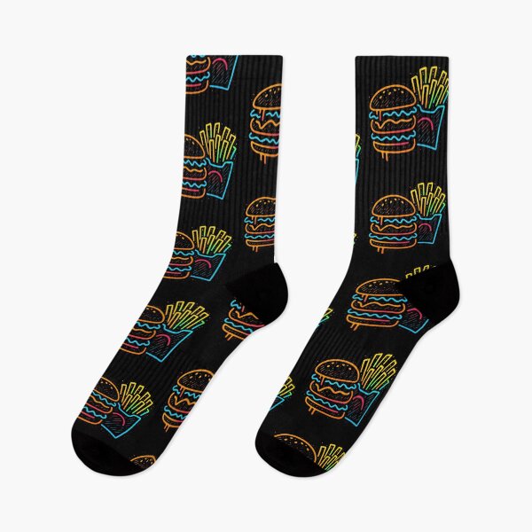 Item preview, burger and chips in neon paint designed and sold by optimusprime39.