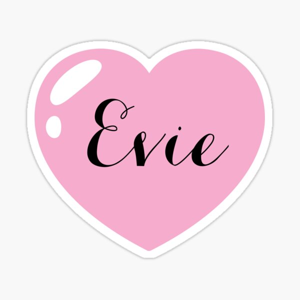 Vista previa del artículo con la obra «Nombre Evie con corazón rosa», diseñado y vendido por Monika Howarth.