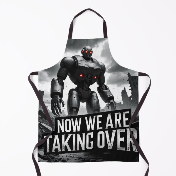 Item preview, Now We Are Taking Over – Apocalyptic AI Red-Eyed Robot Face designed and sold by smitke.