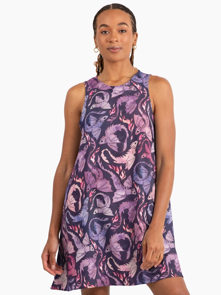 Dragon fire dark pink & purple" A-Line Dress for Sale by adenaJ | Redbubble