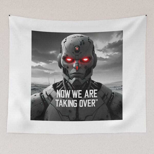 Item preview, Now We Are Taking Over – Apocalyptic AI Red-Eyed Robot Face  designed and sold by smitke.