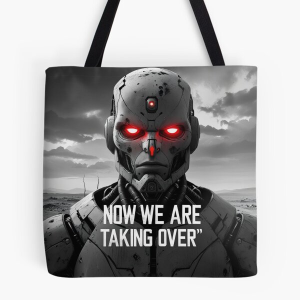 Item preview, Now We Are Taking Over – Apocalyptic AI Red-Eyed Robot Face  designed and sold by smitke.