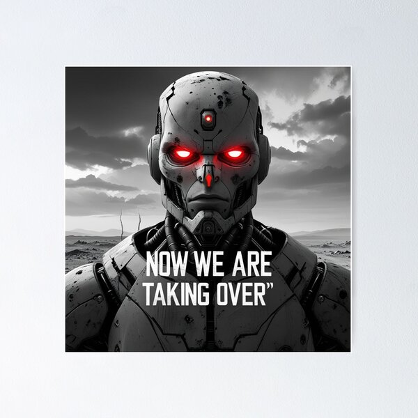 Item preview, Now We Are Taking Over – Apocalyptic AI Red-Eyed Robot Face  designed and sold by smitke.