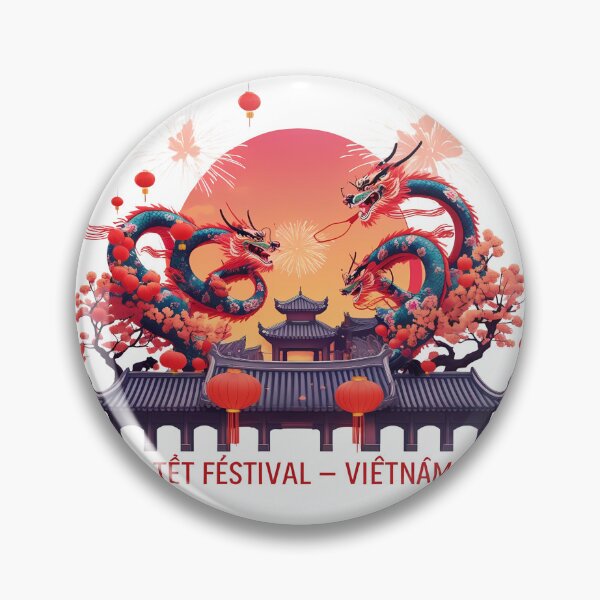 Item preview, Tet Festival – Retro Vietnamese Lunar New Year Vector | Dragon Dance & Fireworks Art designed and sold by LoliDesignShop.