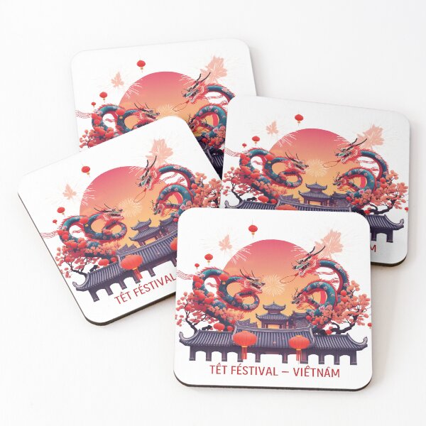 Item preview, Tet Festival – Retro Vietnamese Lunar New Year Vector | Dragon Dance & Fireworks Art designed and sold by LoliDesignShop.