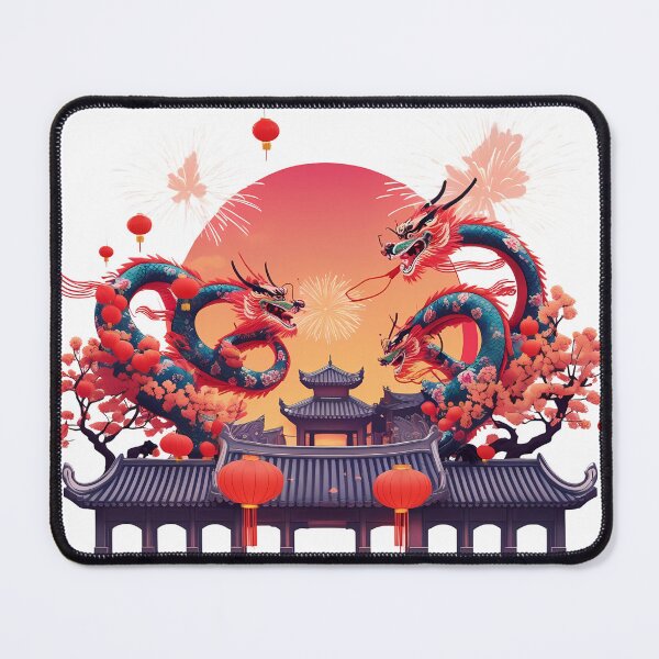 Item preview, Tet Festival – Retro Vietnamese Lunar New Year Vector | Dragon Dance & Fireworks Art designed and sold by LoliDesignShop.
