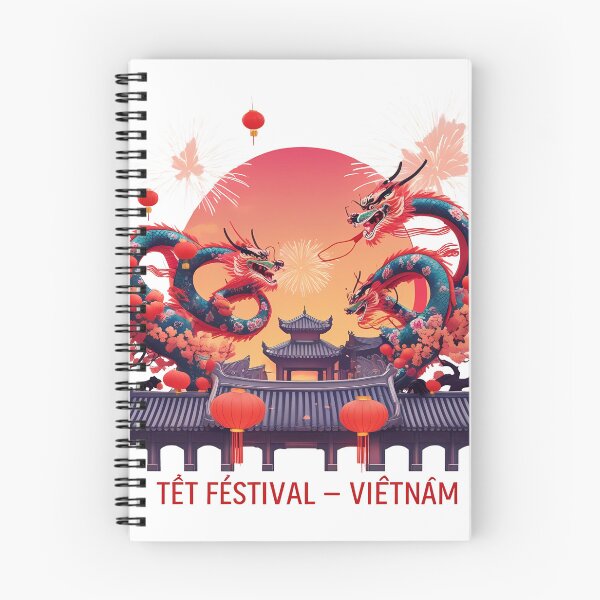 Item preview, Tet Festival – Retro Vietnamese Lunar New Year Vector | Dragon Dance & Fireworks Art designed and sold by LoliDesignShop.