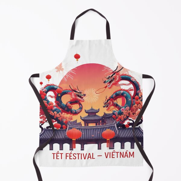 Item preview, Tet Festival – Retro Vietnamese Lunar New Year Vector | Dragon Dance & Fireworks Art designed and sold by LoliDesignShop.
