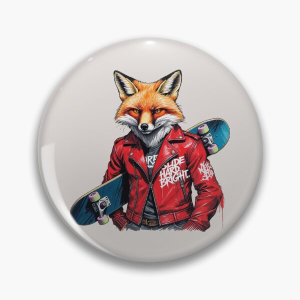 Aperçu de l'œuvre Autocollant Cool Fox – Veste rouge, ambiance skateur graffiti | Fox on Fire créée et vendue par BukJus.