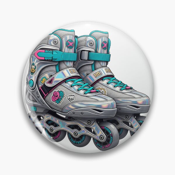 Item preview, Retro Chrome Rollerblades – Y2K Holographic Aesthetic Sticker designed and sold by 001Haiba.