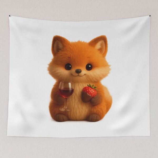 Item preview, Fox with Pinot Noir and Chocolate Strawberry designed and sold by Moons Studio.