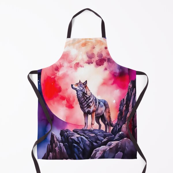 Item preview, Lone Wolf with Red Moon – Fantasy Watercolor designed and sold by MarcVan.