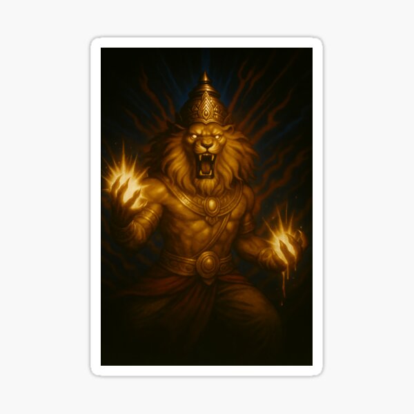 Artikel-Vorschau von Narasimha, der Löwen-Avatar – wilder hinduistischer Schutzgott, designt und verkauft von Beamiverse.