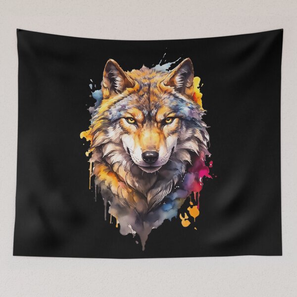 Item preview, Powerful Wolf Face – Colorful Watercolor Art designed and sold by MarcVan.