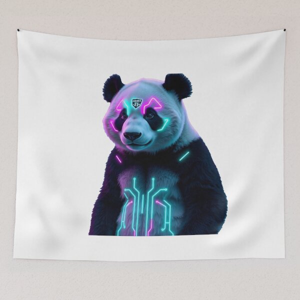 Item preview, Cyberpunk Panda – Futuristic Neon Circuit Animal Sticker designed and sold by 001Haiba.