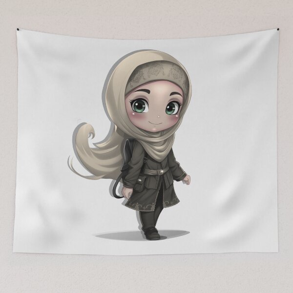 Item preview, Cute Hijabi Girl Illustration – Modern Muslim Girl Art for Stickers & Prints designed and sold by Lulunza.