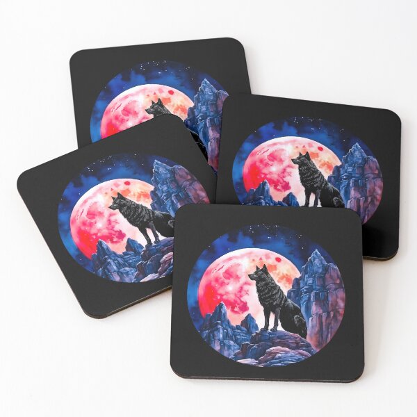 Item preview, Black Wolf Howling – Circular Red Moon Design designed and sold by MarcVan.