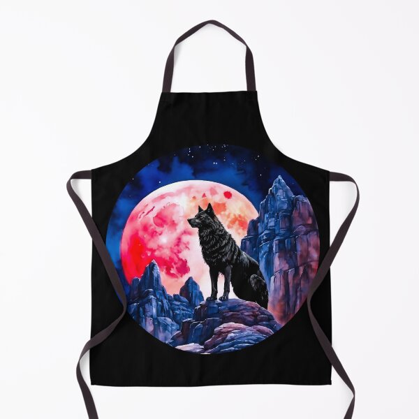 Item preview, Black Wolf Howling – Circular Red Moon Design designed and sold by MarcVan.