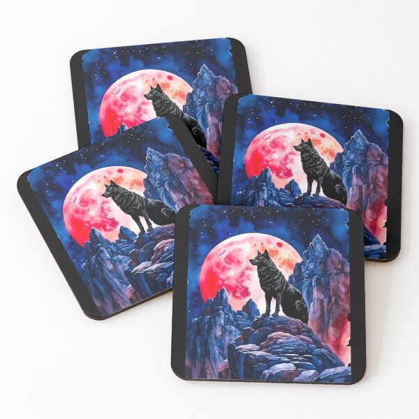 Item preview, Black Wolf and Moon – Dramatic Nighttime Landscape designed and sold by MarcVan.