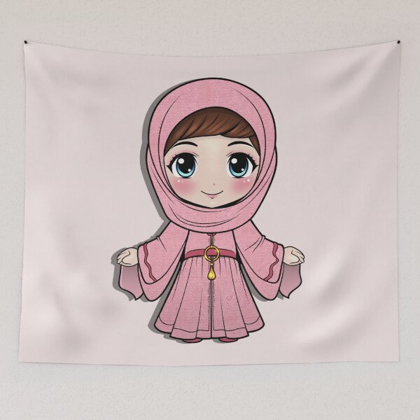 Item preview, Cute Hijabi Girl Illustration – Modern Muslim Girl Art for Stickers & Prints designed and sold by Lulunza.