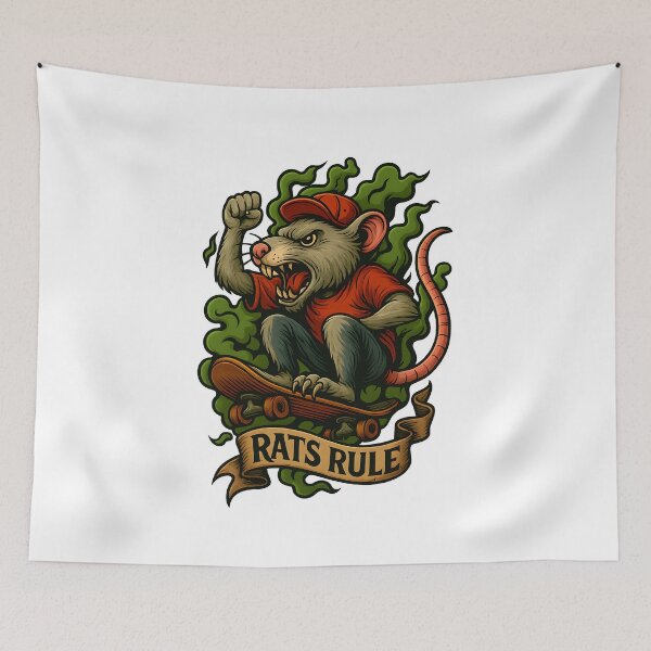 Item preview, Rats Rule Skateboard Rebel Art designed and sold by Shoot-The-Moon.