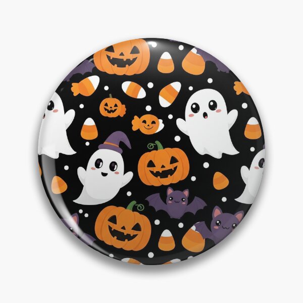 Item preview, Cute Halloween Pattern with Kawaii Ghost, Pumpkin, and Bat designed and sold by StickyGuys.