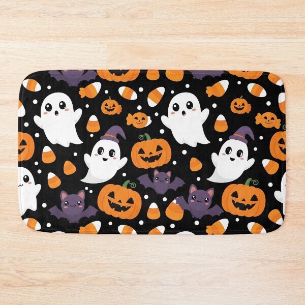 Item preview, Cute Halloween Pattern with Kawaii Ghost, Pumpkin, and Bat designed and sold by StickyGuys.