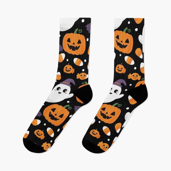 Item preview, Cute Halloween Pattern with Kawaii Ghost, Pumpkin, and Bat designed and sold by StickyGuys.