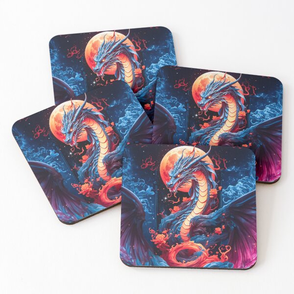 Item preview, Blue Fantasy Dragon with Fiery Accents designed and sold by MarcVan.