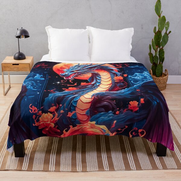Item preview, Blue Fantasy Dragon with Fiery Accents designed and sold by MarcVan.