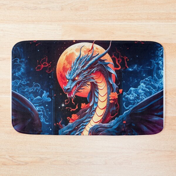 Item preview, Blue Fantasy Dragon with Fiery Accents designed and sold by MarcVan.
