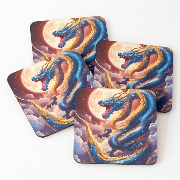 Item preview, Blue Dragon Flying Across the Moon designed and sold by MarcVan.
