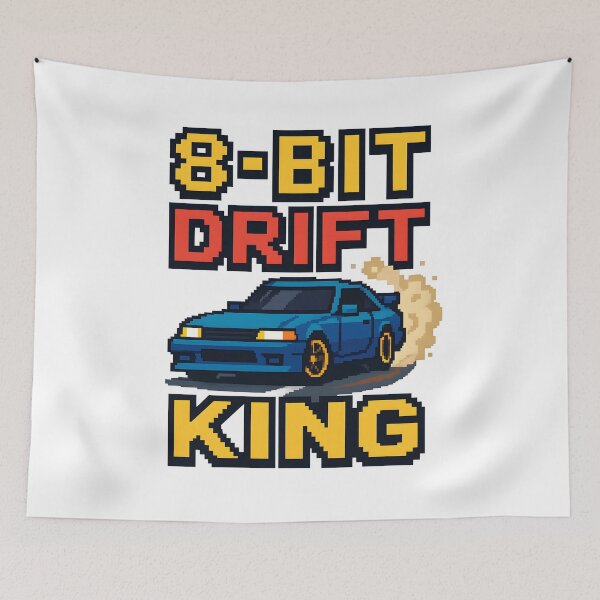 Item preview, 8-Bit Drift King Retro Pixel Racing Design designed and sold by The-T-In-Retro.