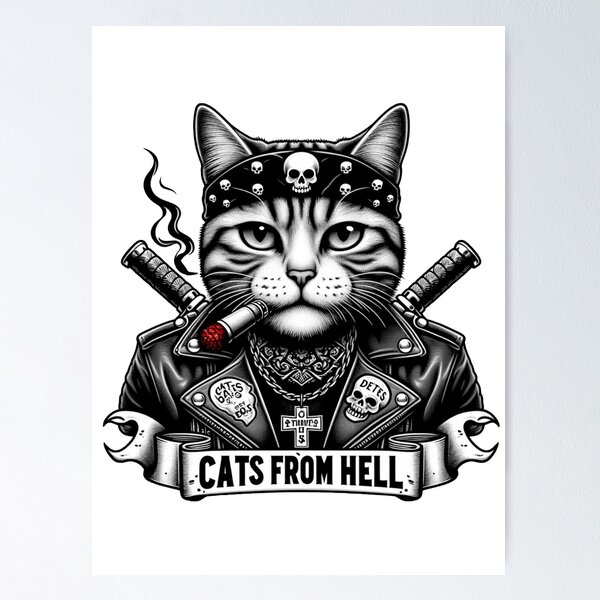 Item preview, Cigar Cat – Skull Bandana Rebel designed and sold by MarcVan.