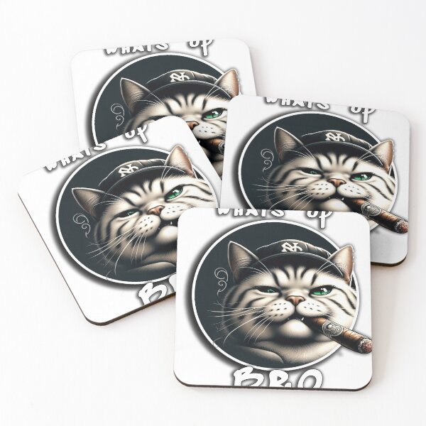 Item preview, Funny Cat with Cigar – What’s Up Bro (Circle) designed and sold by MarcVan.