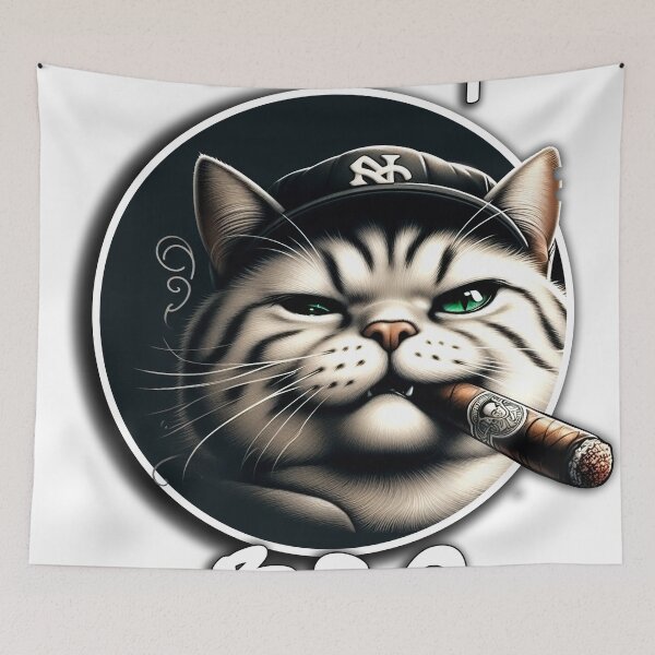 Item preview, Funny Cat with Cigar – What’s Up Bro (Circle) designed and sold by MarcVan.