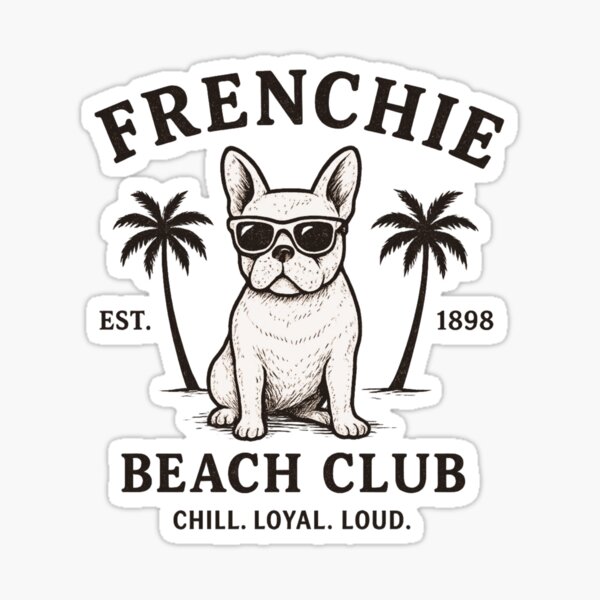 Item preview, Frenchie Beach Club T-Shirt – Retro French Bulldog Summer Vibes designed and sold by Varsity Pups.