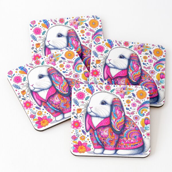 Item preview, Cute rabbit with flower – folk art pattern designed and sold by MarcVan.