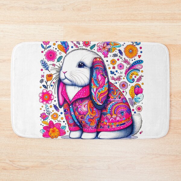 Item preview, Cute rabbit with flower – folk art pattern designed and sold by MarcVan.