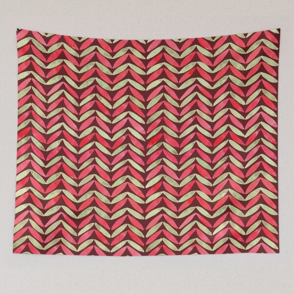 Item preview, Red and Green Chevron Pattern in Watercolor (Dark) designed and sold by andrebalest.art.