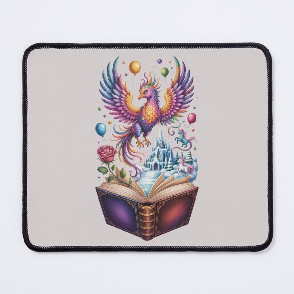 Item preview, large purple and gold phoenix emerging from the book’s aged pages designed and sold by 123ks.