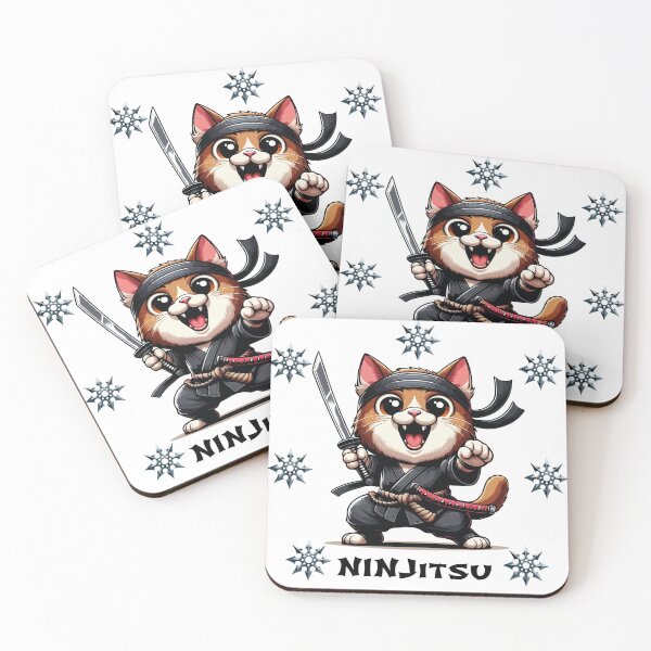 Item preview, Ninjitsu Cat – Cartoon Style with Shurikens designed and sold by MarcVan.