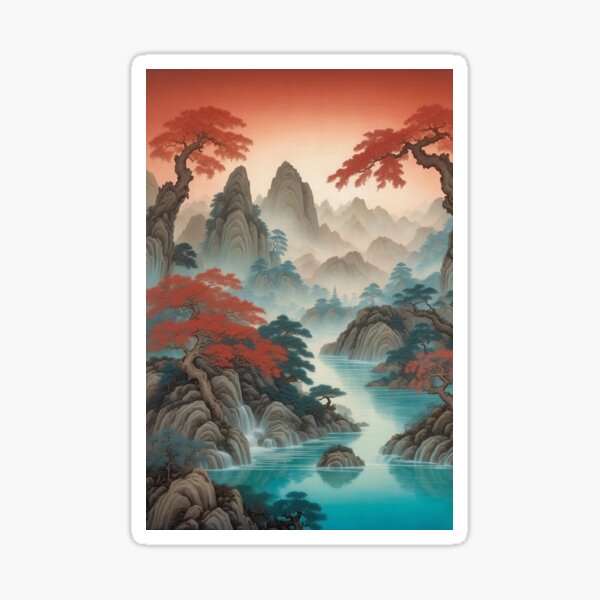Item preview, Tranquil Reflections in Crimson and Jade designed and sold by KilianSzmid.